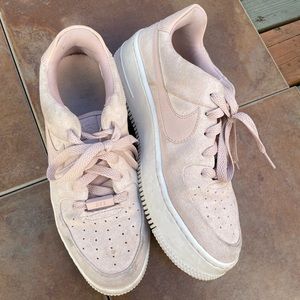 Pastel pink suede Air Force 1s